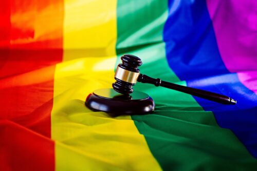 LGBTQ+ flag gavel